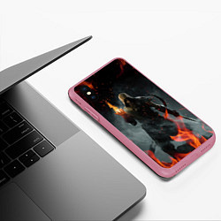 Чехол iPhone XS Max матовый TES SKYRIM DOVAHKIN FLAME ДРАКОНОРОЖДЕННЫЙ, цвет: 3D-малиновый — фото 2