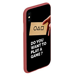 Чехол iPhone XS Max матовый Squid game: Do you want to play a game?, цвет: 3D-красный — фото 2