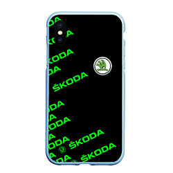 Чехол iPhone XS Max матовый SKODA LINE LOGO STYLE GREEN, цвет: 3D-голубой