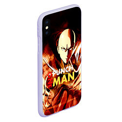 Чехол iPhone XS Max матовый Огненный Сайтама One Punch-Man, цвет: 3D-светло-сиреневый — фото 2