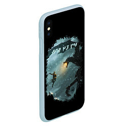 Чехол iPhone XS Max матовый TES SKYRIM FIGHT DRAGON, цвет: 3D-голубой — фото 2