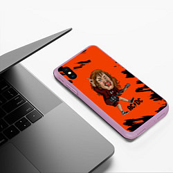 Чехол iPhone XS Max матовый Шарж Ангус Янг ACDC, цвет: 3D-сиреневый — фото 2