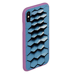 Чехол iPhone XS Max матовый Соты узор авангард, цвет: 3D-фиолетовый — фото 2