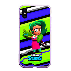 Чехол iPhone XS Max матовый Lola BrawlStars green, цвет: 3D-сиреневый