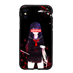 Чехол iPhone XS Max матовый SENPAI KATANA GIRL, БРЫЗГИ КРАСОК