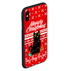 Чехол iPhone XS Max матовый MEOW CHRISTMAS, цвет: 3D-черный — фото 2