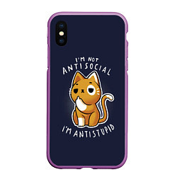 Чехол iPhone XS Max матовый I am not antisocial, I AM ANTISTUPID, цвет: 3D-фиолетовый