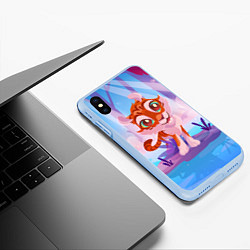 Чехол iPhone XS Max матовый Тигрица на кувшинке, цвет: 3D-голубой — фото 2