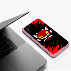 Чехол iPhone XS Max матовый Geometry Dash: Demon Red Fire, цвет: 3D-розовый — фото 2