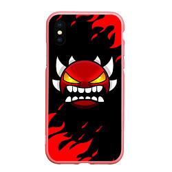 Чехол iPhone XS Max матовый Geometry Dash: Demon Red Fire, цвет: 3D-баблгам