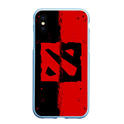 Чехол iPhone XS Max матовый DOTA 2 БРЫЗГИ КРАСОК, КРАСНО ЧЁРНЫЙ ЛОГО