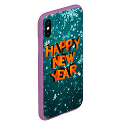 Чехол iPhone XS Max матовый HAPPY NEW YEAR 2022 С НОВЫМ ГОДОМ, цвет: 3D-фиолетовый — фото 2