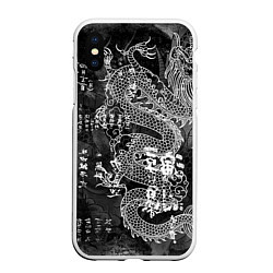 Чехол iPhone XS Max матовый Dragon Fire Иероглифы Японский Дракон