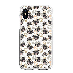 Чехол iPhone XS Max матовый Собака Мопс Pug, цвет: 3D-белый