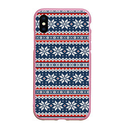 Чехол iPhone XS Max матовый Knitted Christmas Pattern