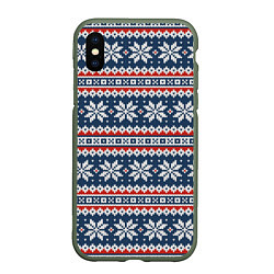 Чехол iPhone XS Max матовый Knitted Christmas Pattern