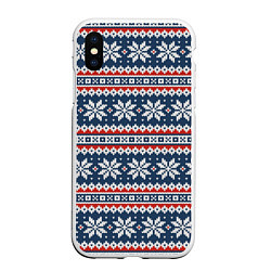 Чехол iPhone XS Max матовый Knitted Christmas Pattern, цвет: 3D-белый