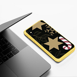 Чехол iPhone XS Max матовый Новогоднее Настроение Звезды, цвет: 3D-желтый — фото 2
