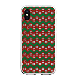 Чехол iPhone XS Max матовый Knitted Snowflake Pattern