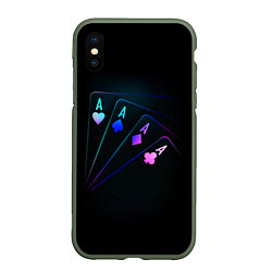 Чехол iPhone XS Max матовый НЕОНОВЫЕ КАРТЫ NEON