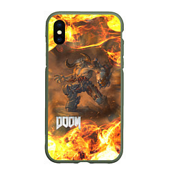 Чехол iPhone XS Max матовый КИБЕРДЕМОН DOOM 2, цвет: 3D-темно-зеленый