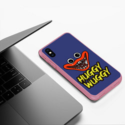 Чехол iPhone XS Max матовый Huggy Wuggy: Smile, цвет: 3D-малиновый — фото 2