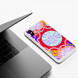 Чехол iPhone XS Max матовый Яркий абстрактный зимний дизайн из снежинок, цвет: 3D-белый — фото 2