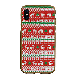 Чехол iPhone XS Max матовый Deer Christmas Pattern