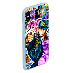 Чехол iPhone XS Max матовый Джотаро - JoJos Bizarre Adventure, цвет: 3D-голубой — фото 2