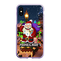 Чехол iPhone XS Max матовый НОВОГОДНЯЯ ЁЛКА В МАЙНКРАФТ SANTA CLAUS, цвет: 3D-светло-сиреневый