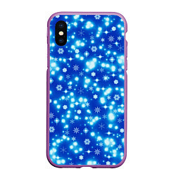 Чехол iPhone XS Max матовый Сверкающие снежинки, цвет: 3D-фиолетовый
