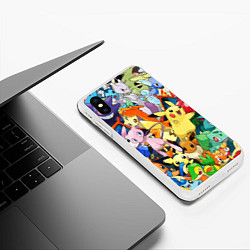 Чехол iPhone XS Max матовый АНИМЕ, ПОКЕМОНЫ ВСЕ ПЕРСОНАЖИ POKEMON, цвет: 3D-белый — фото 2