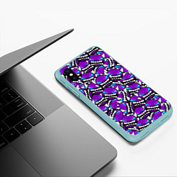 Чехол iPhone XS Max матовый Geometry Dash: Violet Pattern, цвет: 3D-мятный — фото 2