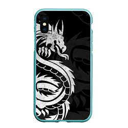 Чехол iPhone XS Max матовый ЯПОНСКИЙ БЕЛЫЙ ДРАКОН JAPAN WHITE DRAGON