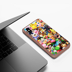 Чехол iPhone XS Max матовый SUPER SMASH BROS ГЕРОИ ИГРЫ, цвет: 3D-коричневый — фото 2