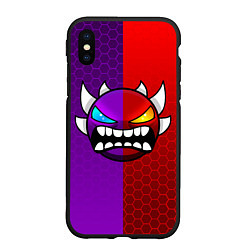 Чехол iPhone XS Max матовый Geometry Dash: Violet x Red, цвет: 3D-черный