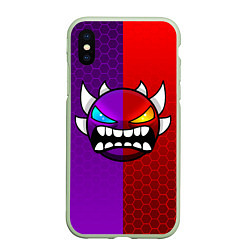 Чехол iPhone XS Max матовый Geometry Dash: Violet x Red