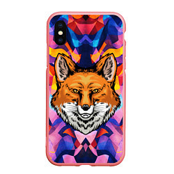 Чехол iPhone XS Max матовый АБСТРАКЦИЯ И ГОЛОВА ЛИСЫ FOX HEAD