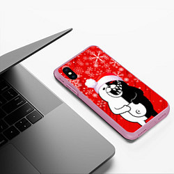 Чехол iPhone XS Max матовый НОВОГОДНИЙ MONOKUMA, цвет: 3D-розовый — фото 2