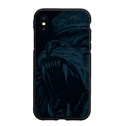 Чехол iPhone XS Max матовый Zenit lion dark theme, цвет: 3D-черный