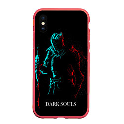 Чехол iPhone XS Max матовый Dark Souls NEON Силуэт, цвет: 3D-красный