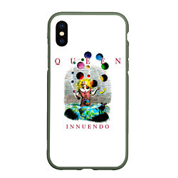 Чехол iPhone XS Max матовый Innuendo - Queen, цвет: 3D-темно-зеленый