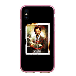 Чехол iPhone XS Max матовый БУМАЖНЫЙ ДОМ ФОТОКАРТОЧКА LA CASA DE PAPEL, цвет: 3D-розовый