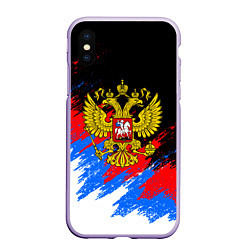 Чехол iPhone XS Max матовый ТРИКОЛОР РОССИЯ, БРЫЗГИ КРАСОК