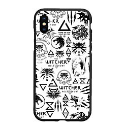 Чехол iPhone XS Max матовый THE WITCHER LOGOBOMBING ЧЁРНО БЕЛЫЙ ВЕДЬМАК ПАТТЕР