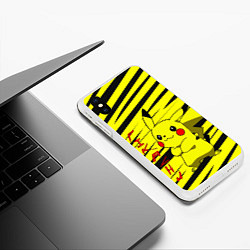 Чехол iPhone XS Max матовый Пикачу Полосы, цвет: 3D-белый — фото 2