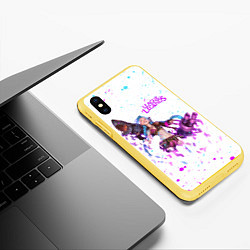 Чехол iPhone XS Max матовый JINX ARCANE, БРЫЗГИ КРАСОК, цвет: 3D-желтый — фото 2