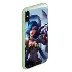 Чехол iPhone XS Max матовый ЛИГА ЛЕГЕНД ДЖИНКС JINX, цвет: 3D-салатовый — фото 2