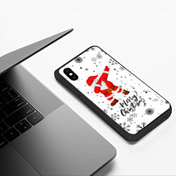 Чехол iPhone XS Max матовый Santa Dabbing идет снег, цвет: 3D-черный — фото 2