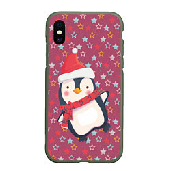 Чехол iPhone XS Max матовый Пингвин в звездах